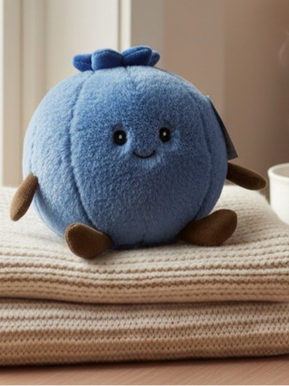 Linzy Toys Plush Blue Berry Plush Toy Cute Smiling Fruit Plush